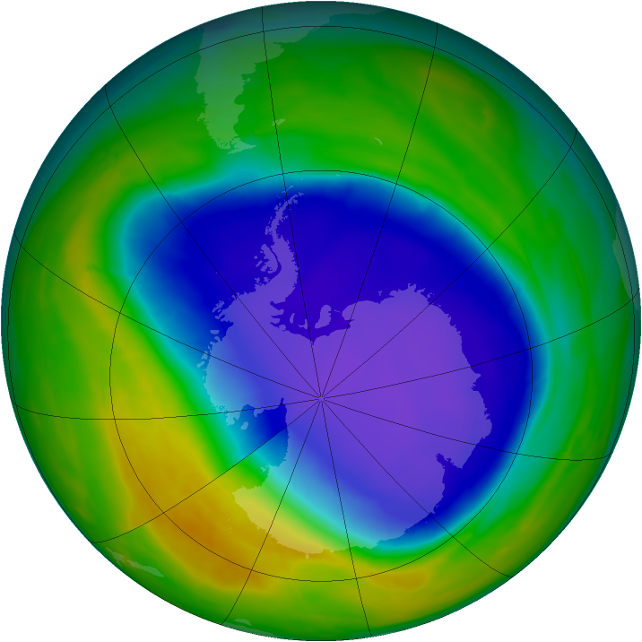 Antarctic ozone map for 17 October 2008
